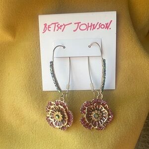 Betsey Johnson Multicolor Crystal Flower Earrings